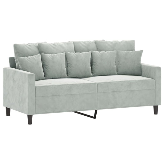 2-seater Sofa Light Grey Velvet (100% polyester), metal, textilene