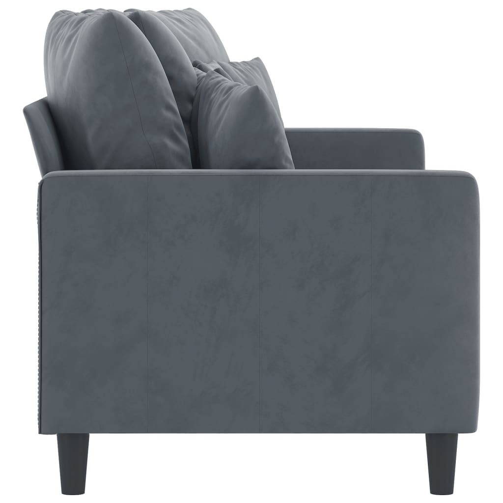 2-seater Sofa Dark Gray Velvet (100% polyester) Medium
