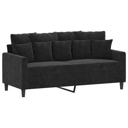 2-seater Sofa Black Velvet, Metal, Textilene 55.1 in seat width
