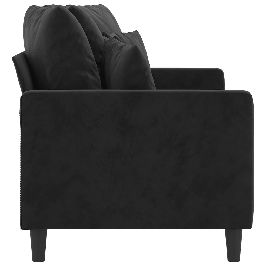 2-seater Sofa Black Velvet, Metal, Textilene 55.1 in seat width