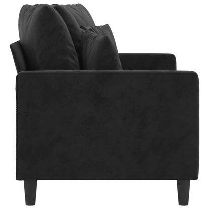 2-seater Sofa Black Velvet, Metal, Textilene 55.1 in seat width
