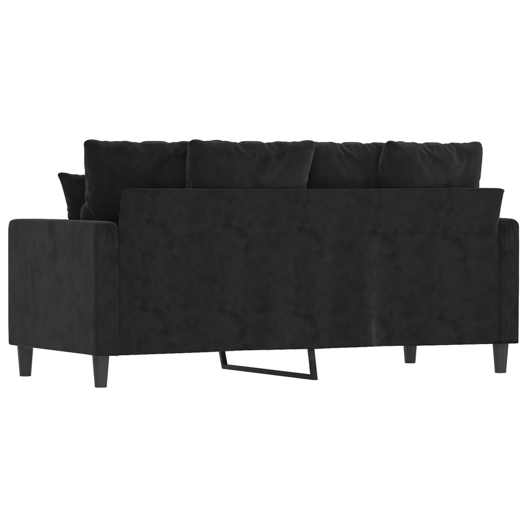 2-seater Sofa Black Velvet, Metal, Textilene 55.1 in seat width