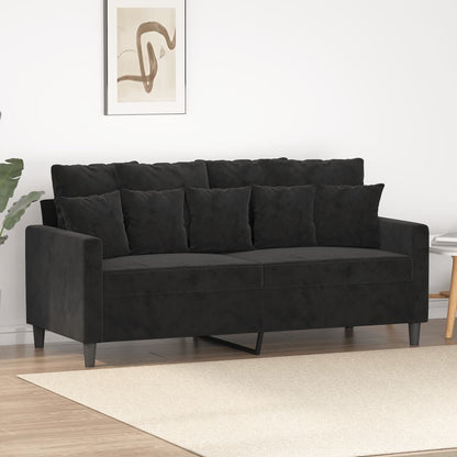 2-seater Sofa Black Velvet, Metal, Textilene 55.1 in seat width