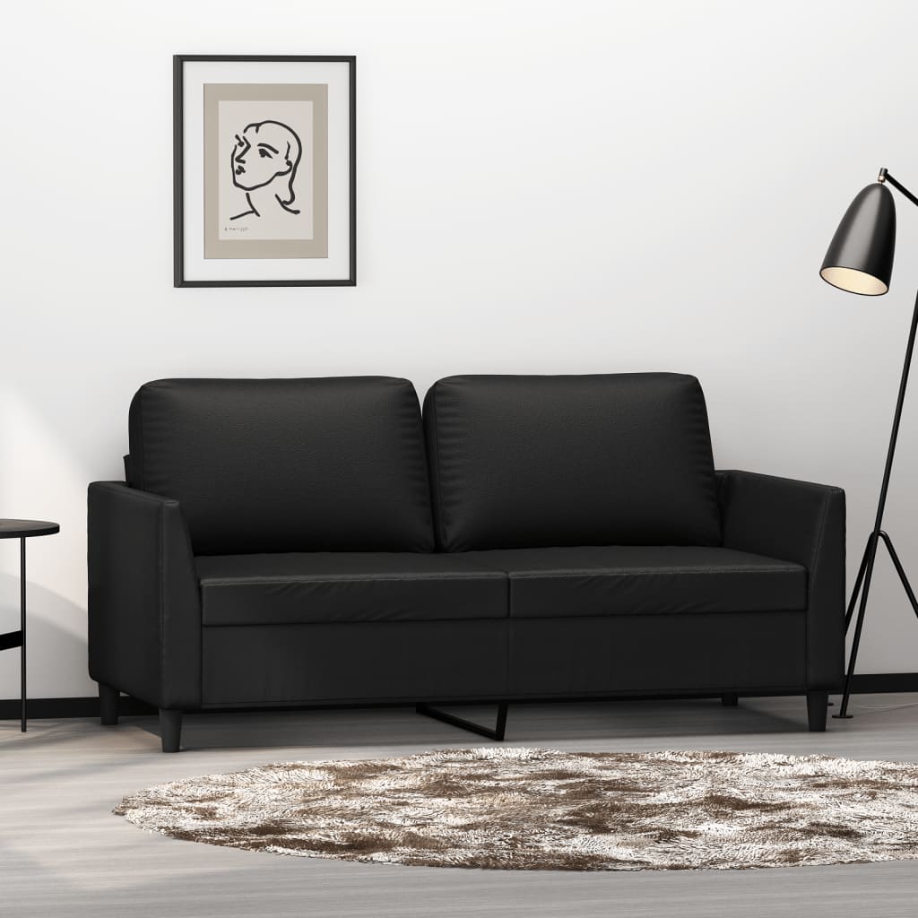 2-seater Sofa Black Faux leather, metal, foam Medium Durable