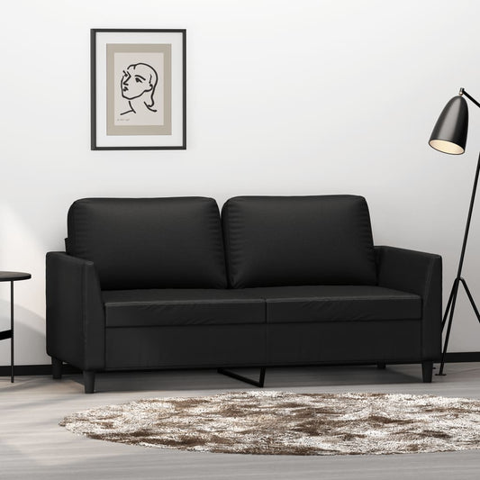 2-seater Sofa Black Faux leather, metal, foam Medium Durable