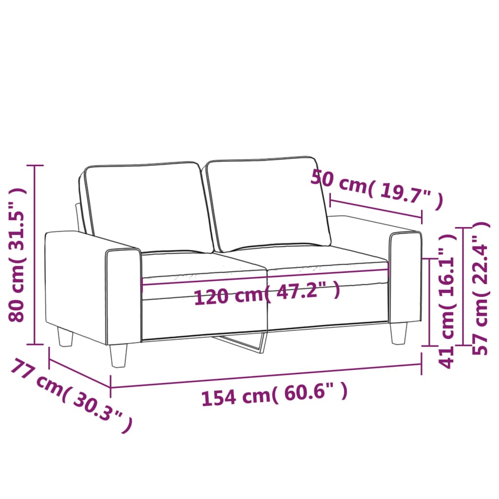 2-seater Sofa Dark grey 100% polyester 47.2 in seat width