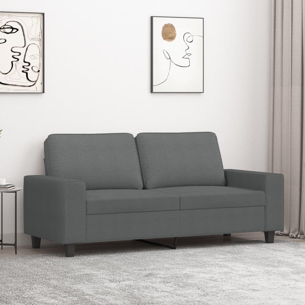 2-seater Sofa Dark Gray Polyester, Metal, Foam Medium