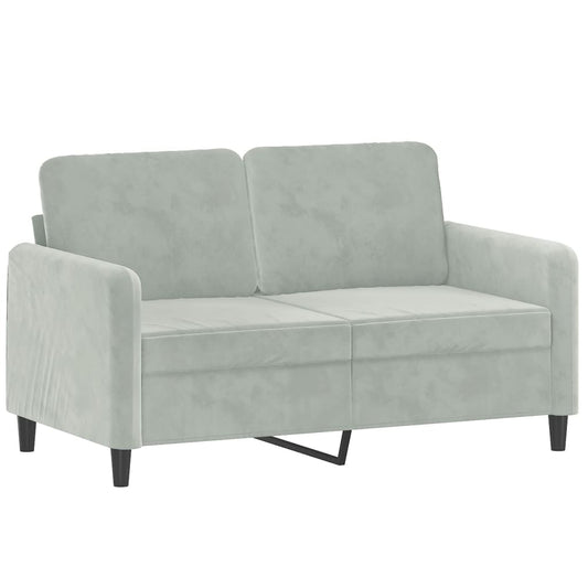 2-seater Sofa Light Grey Velvet (100% polyester), metal, foam