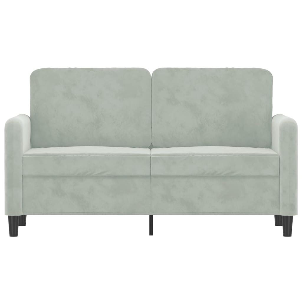 2-seater Sofa Light Grey Velvet (100% polyester), metal, foam