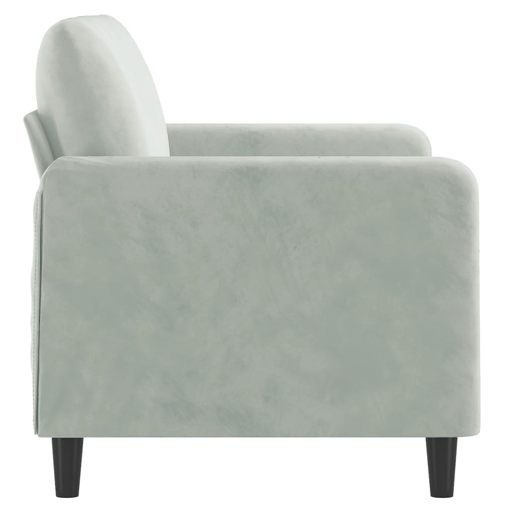 2-seater Sofa Light Grey Velvet (100% polyester), metal, foam