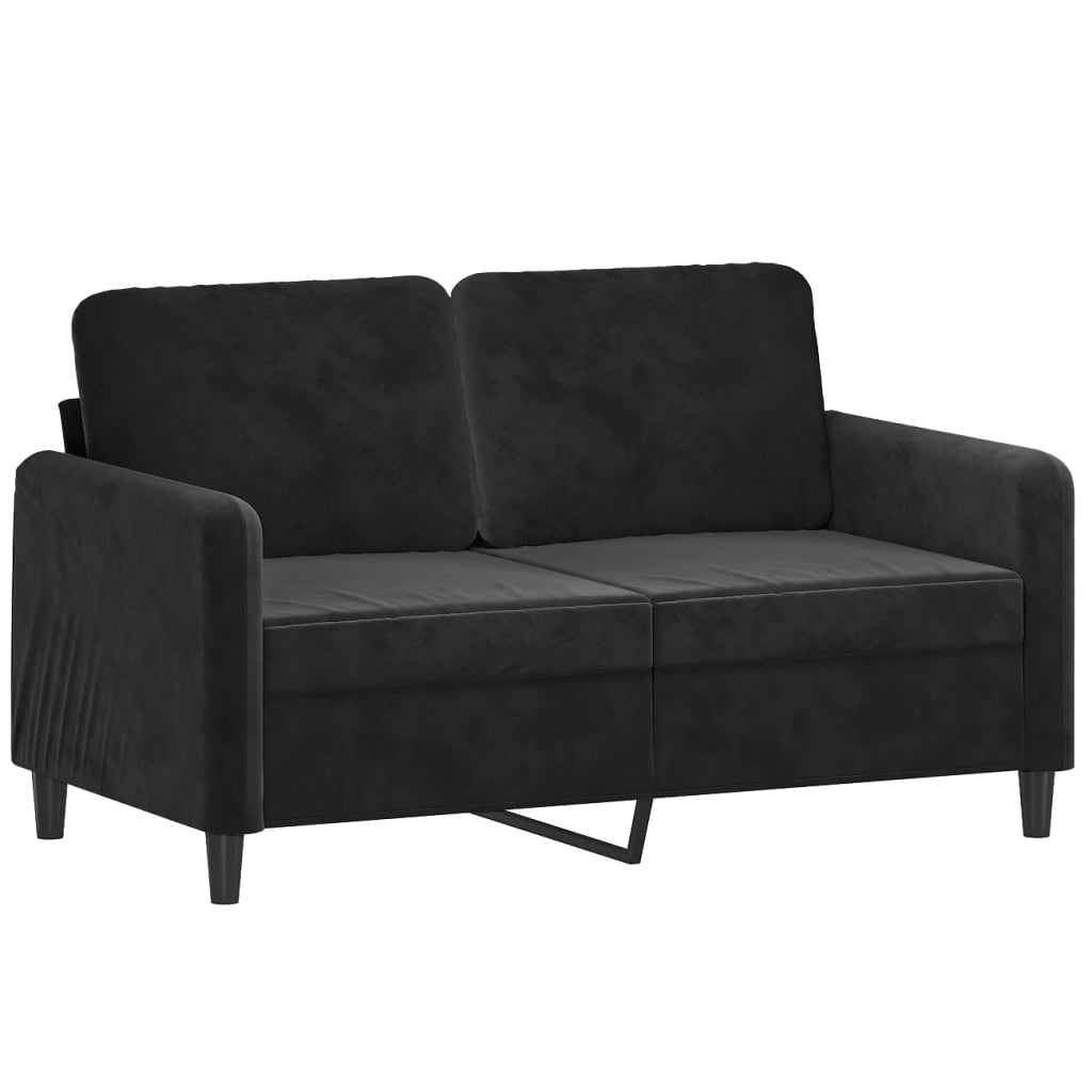 2-seater Sofa Black Velvet (100% polyester), metal, textilene