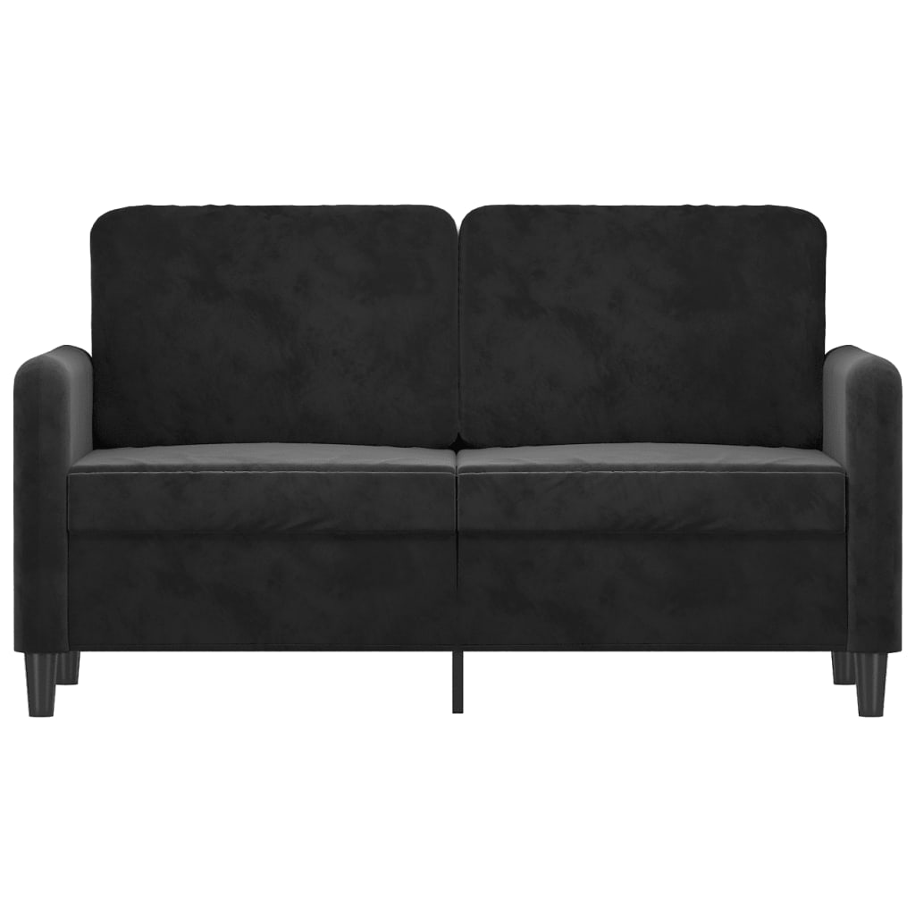 2-seater Sofa Black Velvet (100% polyester), metal, textilene