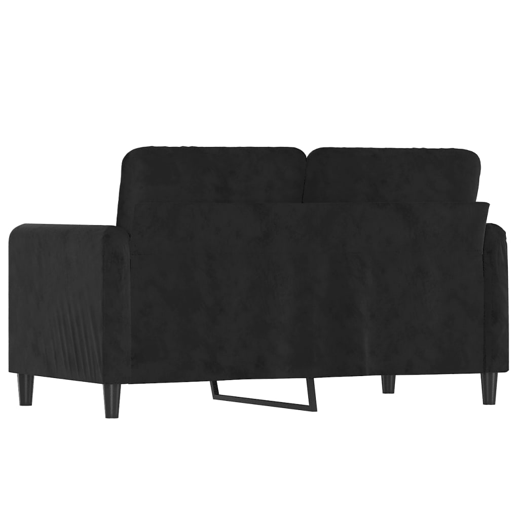 2-seater Sofa Black Velvet (100% polyester), metal, textilene