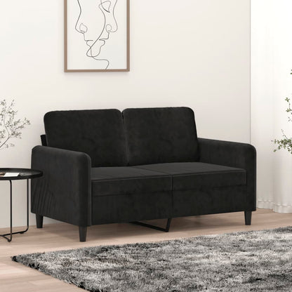 2-seater Sofa Black Velvet (100% polyester), metal, textilene