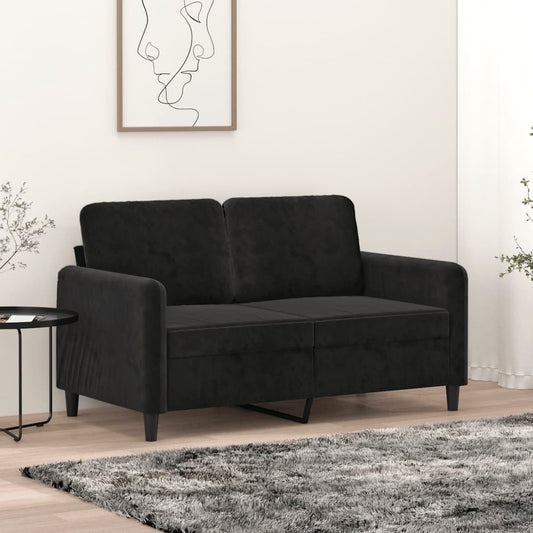 2-seater Sofa Black Velvet (100% polyester), metal, textilene