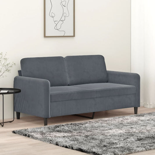 2-seater Sofa Dark grey Velvet (100% polyester), metal, textilene
