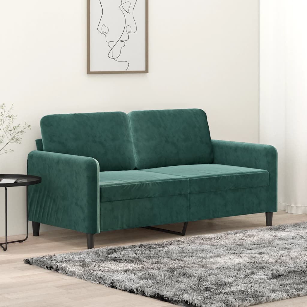 2-seater Sofa Dark Green Velvet, Metal, Textilene 2-seater