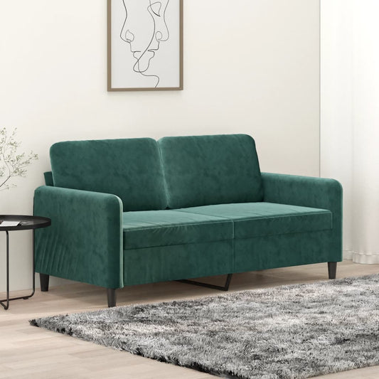 2-seater Sofa Dark Green Velvet, Metal, Textilene 2-seater