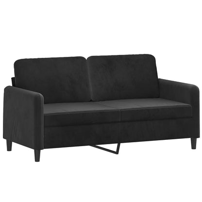 2-seater Sofa Black Velvet (100% polyester), metal, textilene