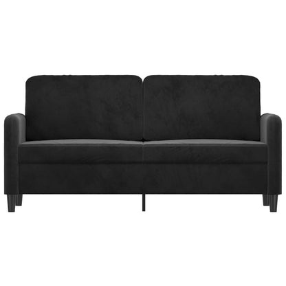 2-seater Sofa Black Velvet (100% polyester), metal, textilene