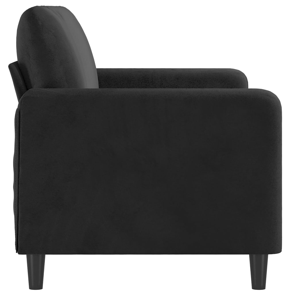 2-seater Sofa Black Velvet (100% polyester), metal, textilene