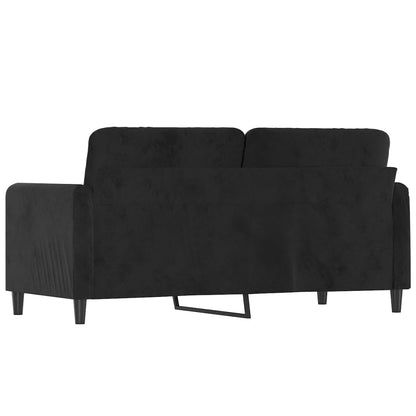 2-seater Sofa Black Velvet (100% polyester), metal, textilene