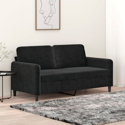 2-seater Sofa Black Velvet (100% polyester), metal, textilene