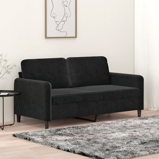 2-seater Sofa Black Velvet (100% polyester), metal, textilene
