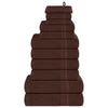 12 Piece Towel Set Brown 360 gsm 100% Cotton
