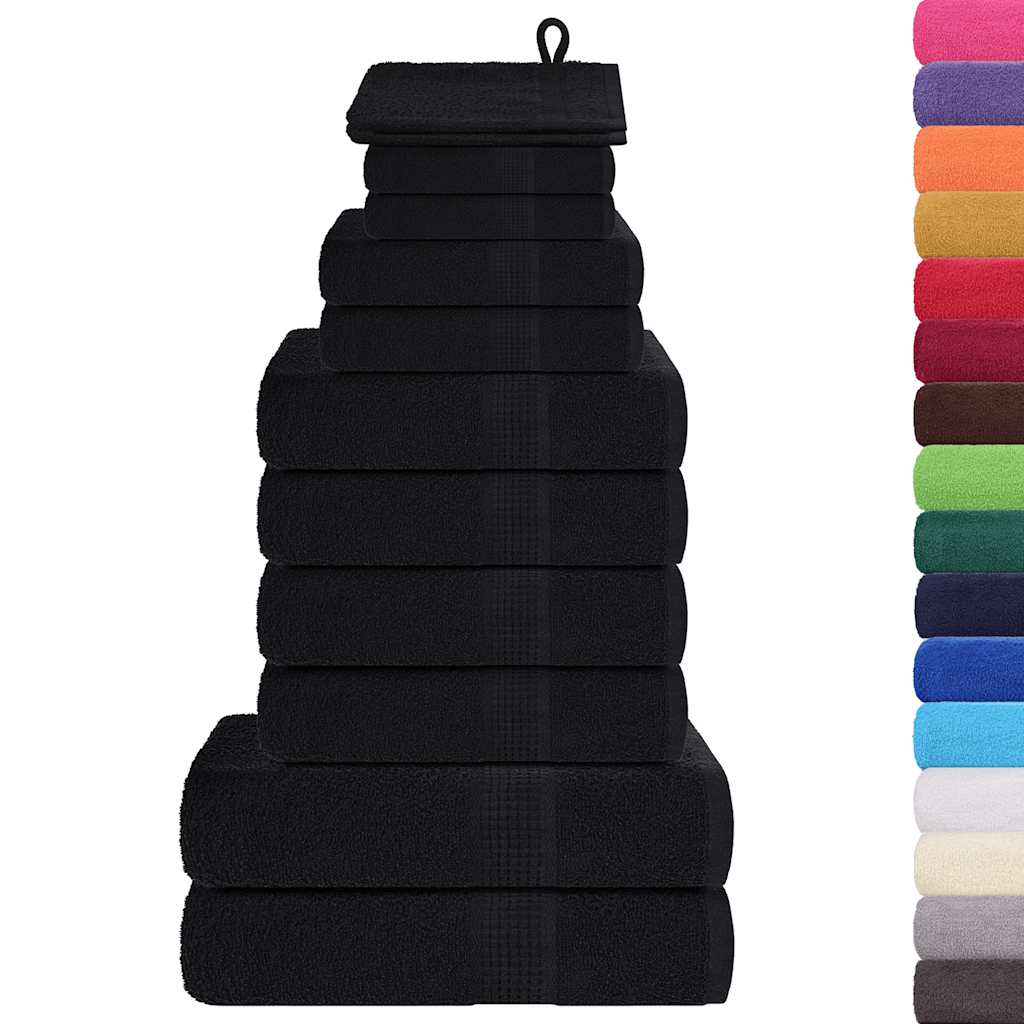 12 Piece Towel Set "FROGN" Black 360 gsm