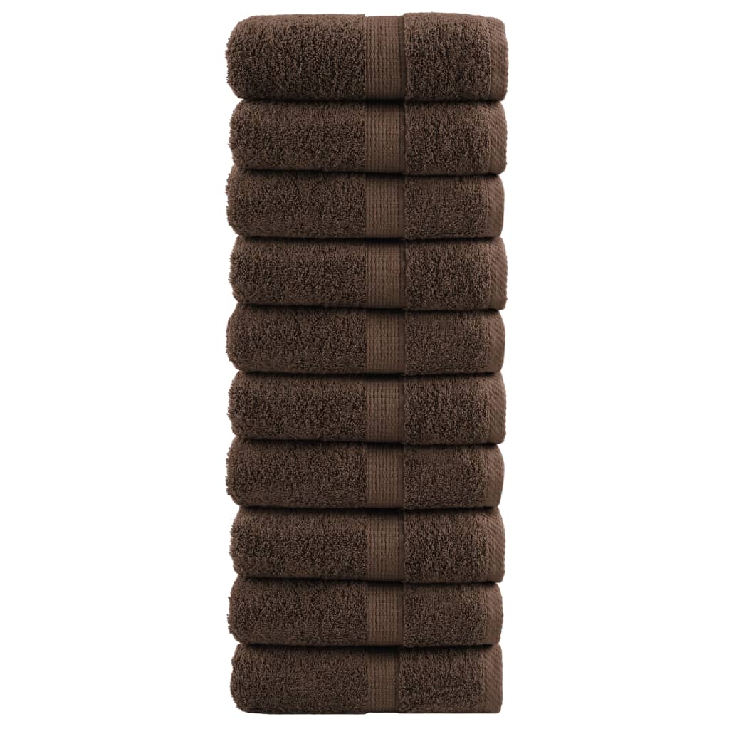 Premium Wash Towels "SOLUND" 10 pcs Brown 30x30 cm 600 gsm