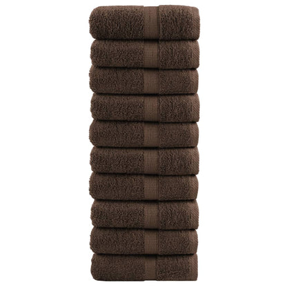 Premium Wash Towels "SOLUND" 10 pcs Brown 30x30 cm 600 gsm