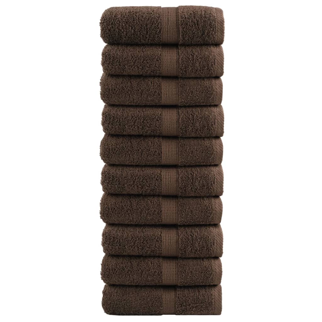 Premium Guest Towels "SOLUND" 10 pcs Brown 30x50 cm 600 gsm