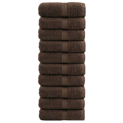 Premium Guest Towels "SOLUND" 10 pcs Brown 30x50 cm 600 gsm