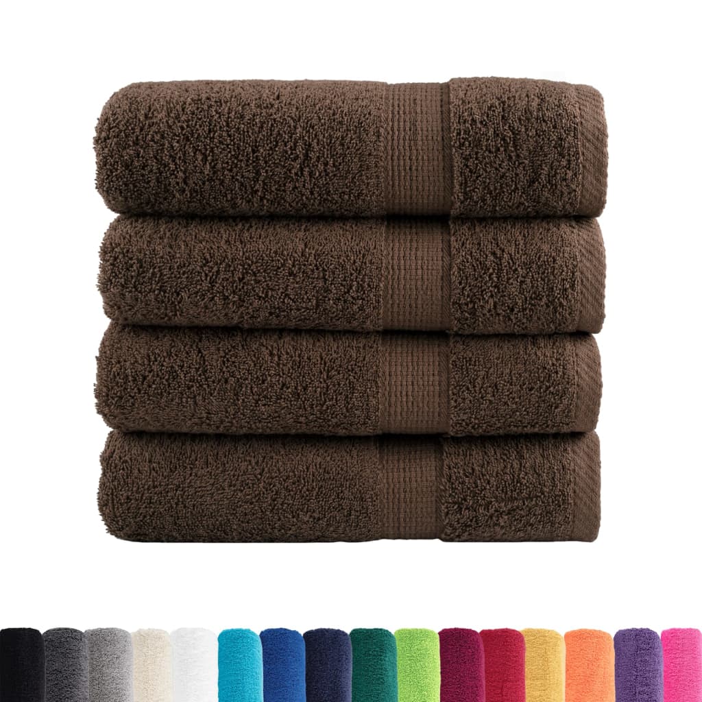 Premium Hand Towels "SOLUND" 4 pcs Brown 50x100 cm 600 gsm