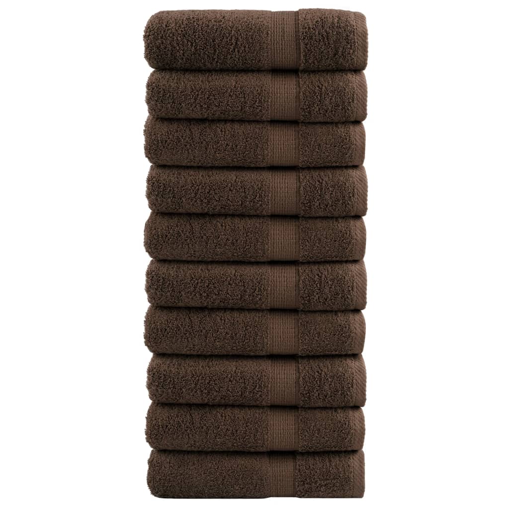 Premium Hand Towels "SOLUND" 10 pcs Brown 50x100 cm 600 gsm