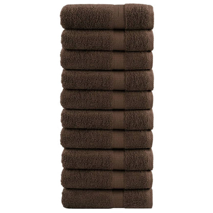Premium Hand Towels "SOLUND" 10 pcs Brown 50x100 cm 600 gsm