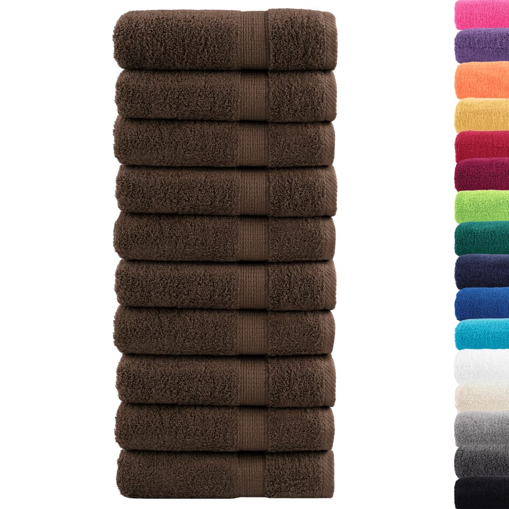 Premium Shower Towels "SOLUND" 10 pcs Brown 70x140 cm 600 gsm