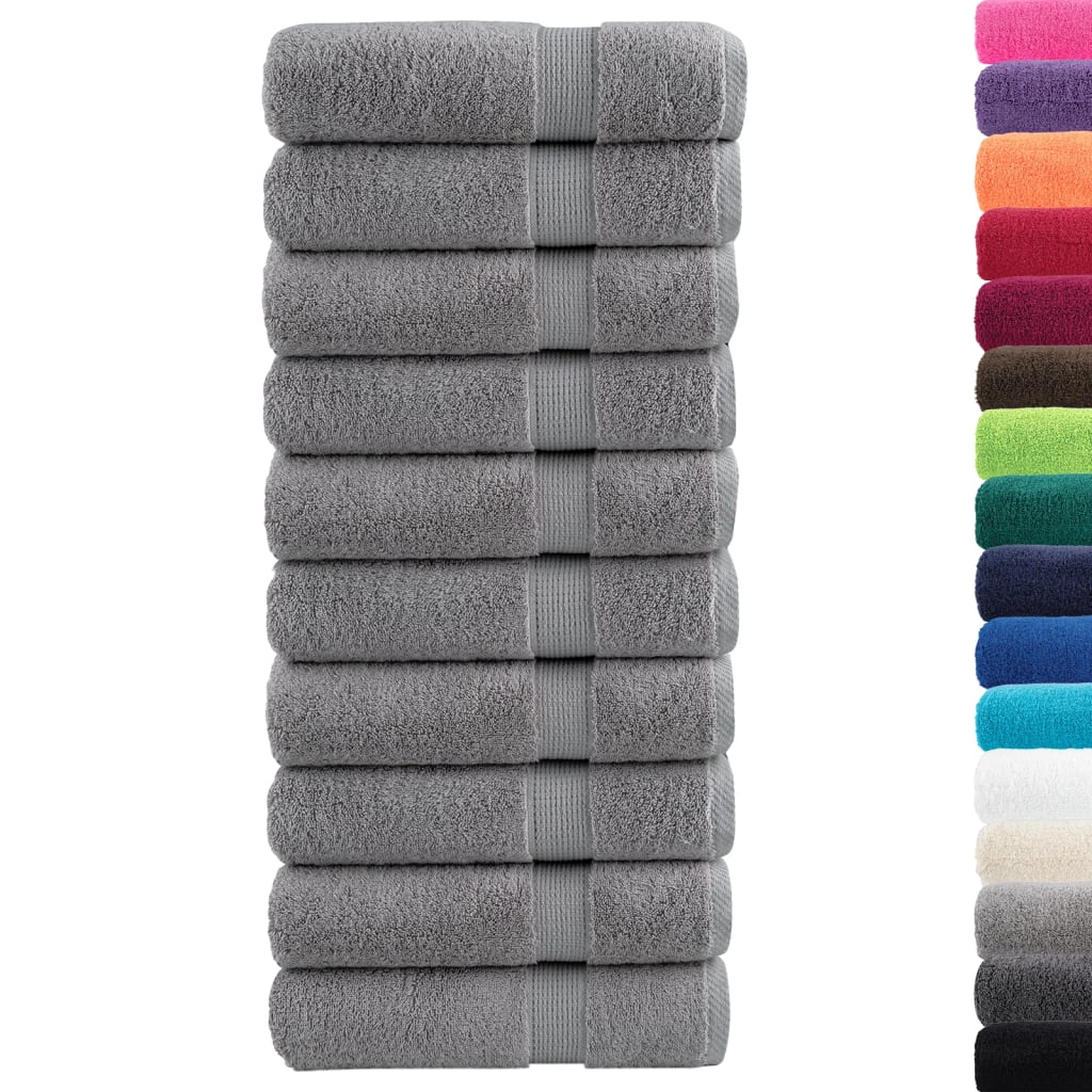 Premium Hand Towels "SOLUND" 10 pcs Grey 50x100 cm 600 gsm