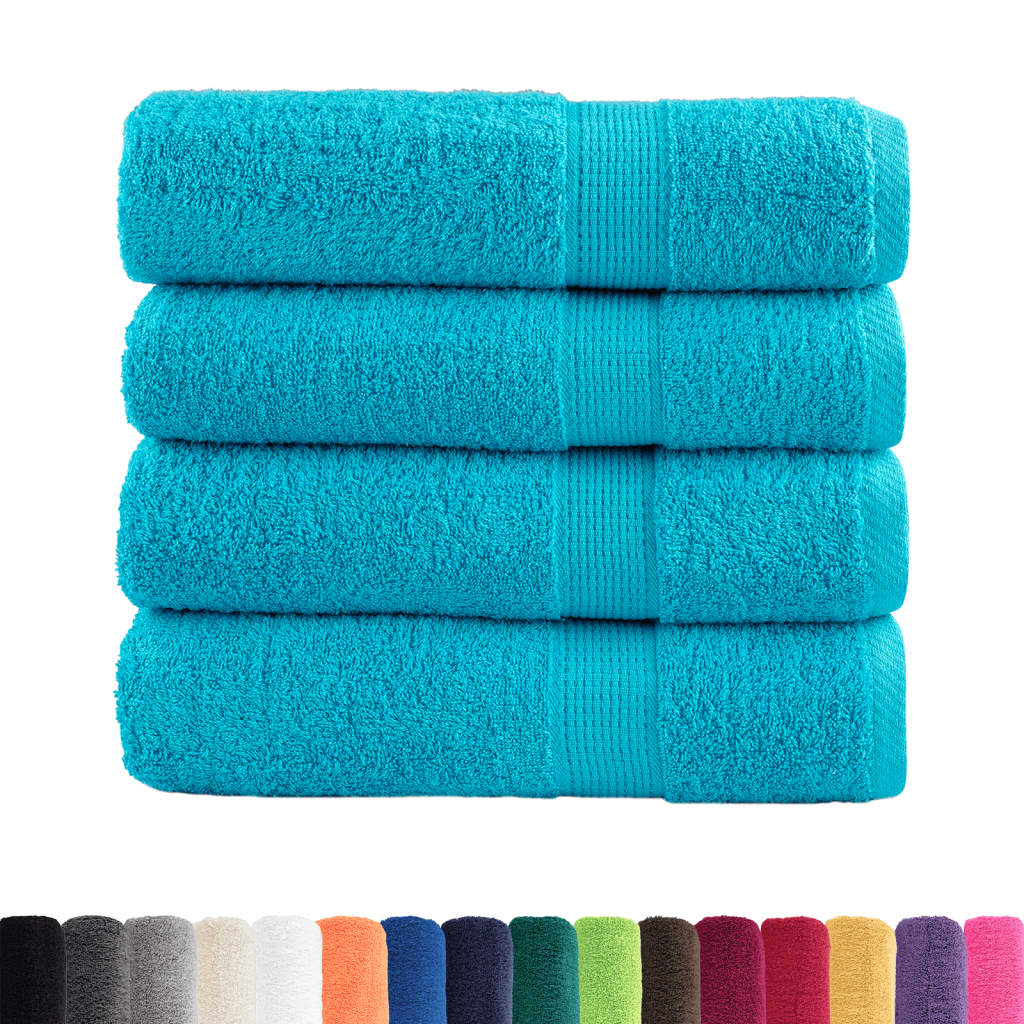 Premium Bath Towels "SOLUND" 4 pcs Turquoise 100x150 cm 600 gsm