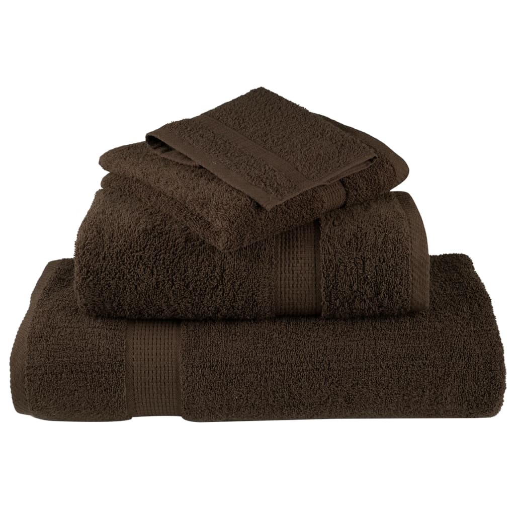 6 Piece Premium Towel Set SOLUND Brown 600 gsm