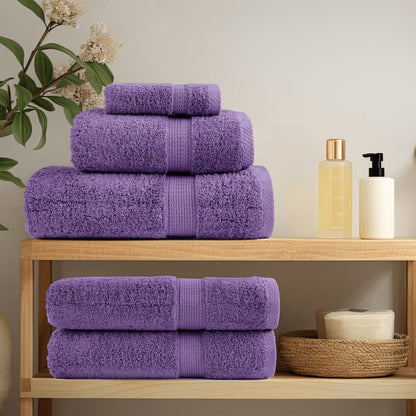 6 Piece Premium Towel Set SOLUND Purple 600 gsm
