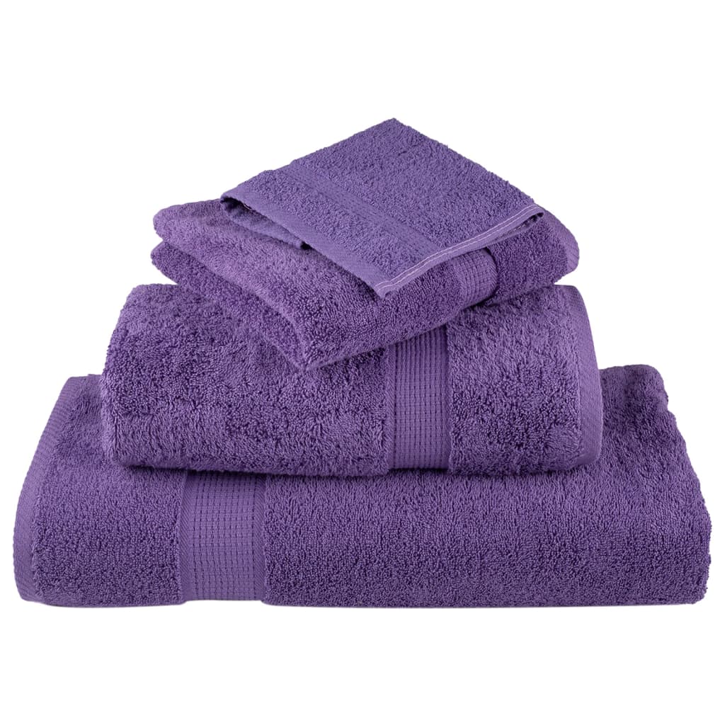 6 Piece Premium Towel Set SOLUND Purple 600 gsm