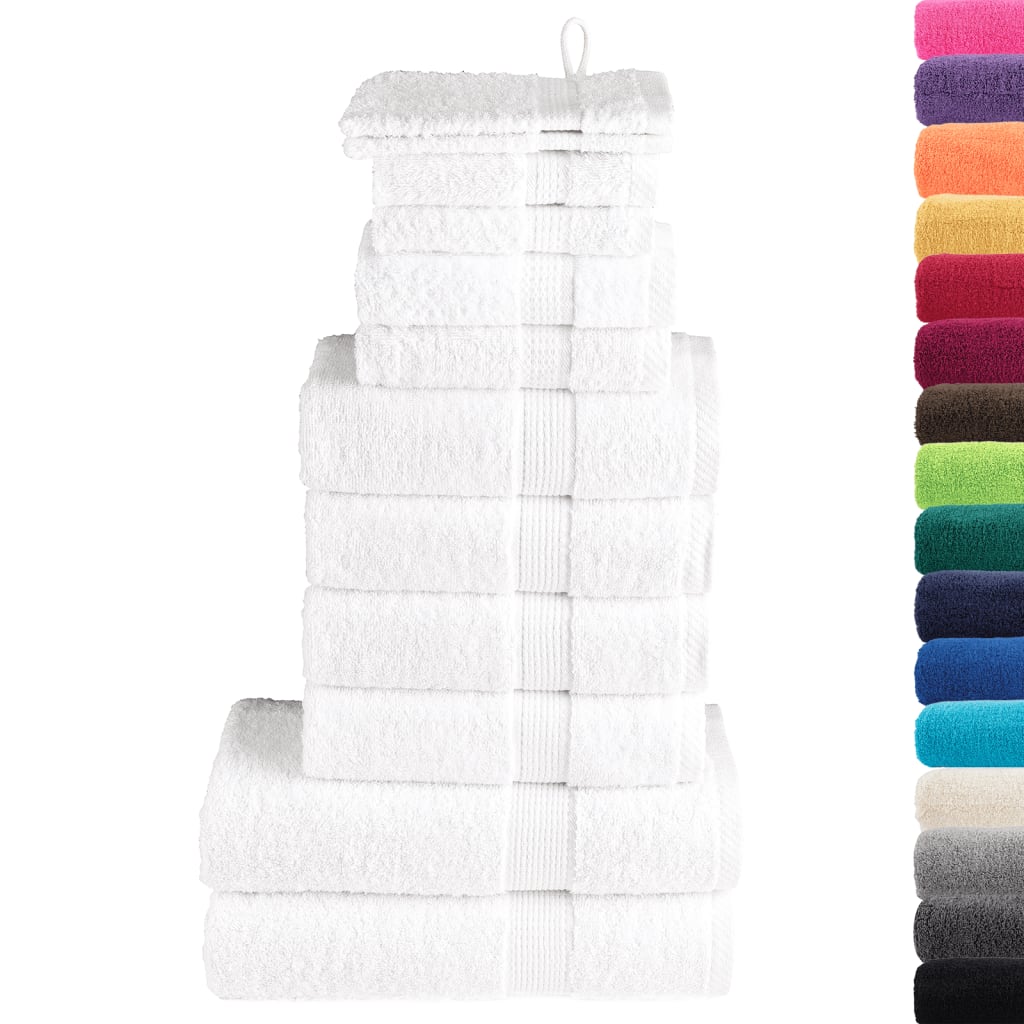 12 Piece Premium Towel Set White 600 gsm 100% Cotton