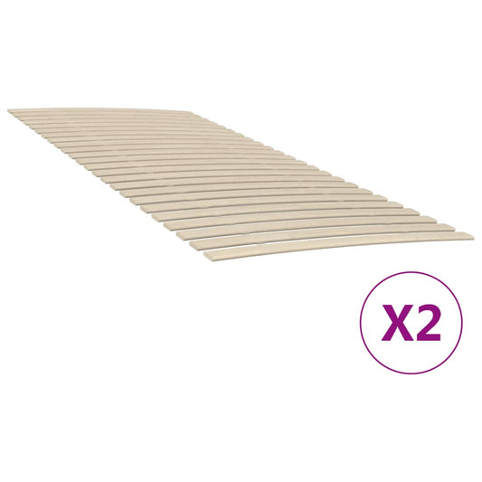 Bed Slats Replacements with 48 Slats 2 pcs 90x200 cm