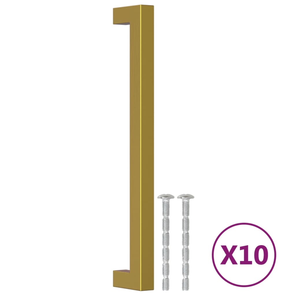 Cabinet Handles 10 pcs Gold 192 mm Stainless Steel