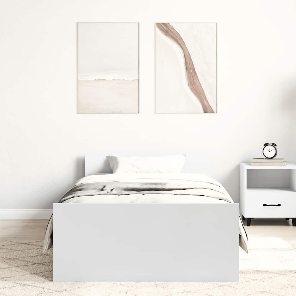 Bed Frame without Mattress White 90x200 cm Engineered Wood