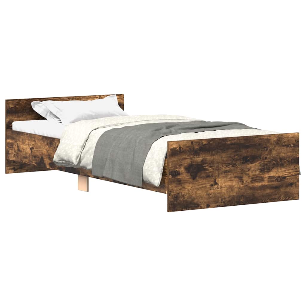 Bed Frame without Mattress Smoked Oak 90x200 cm Engineered Wood