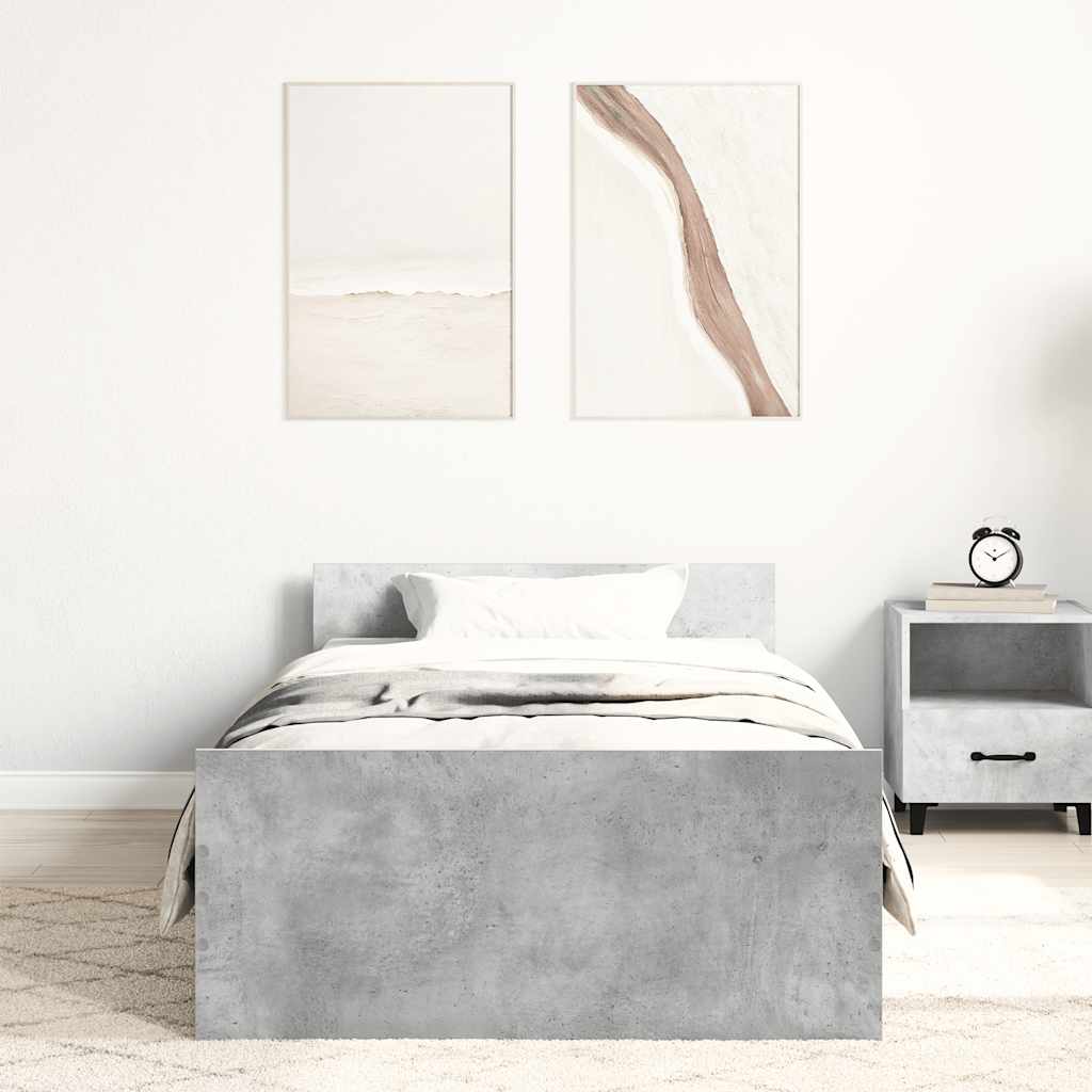 Bed Frame without Mattress Concrete Grey 90x190 cm