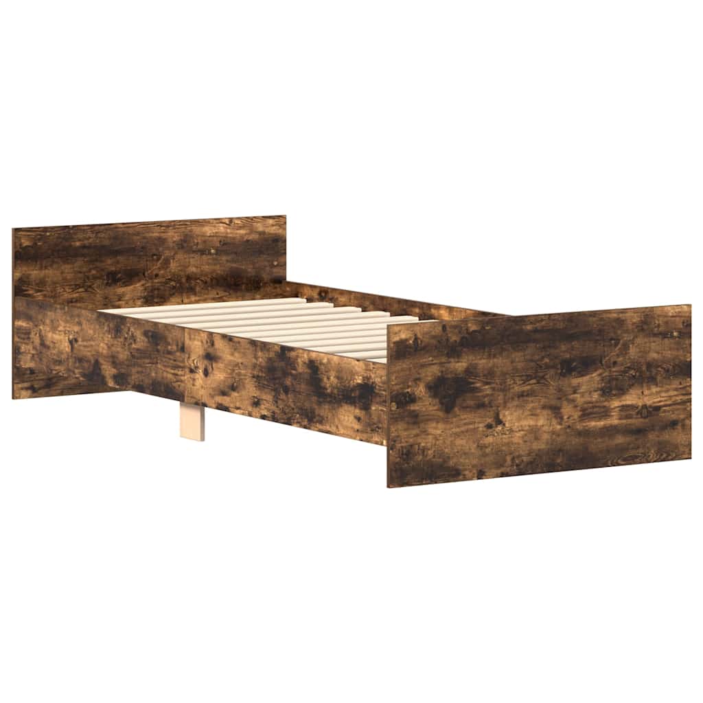 Bed Frame without Mattress Smoked Oak 90x190 cm Engineered Wood